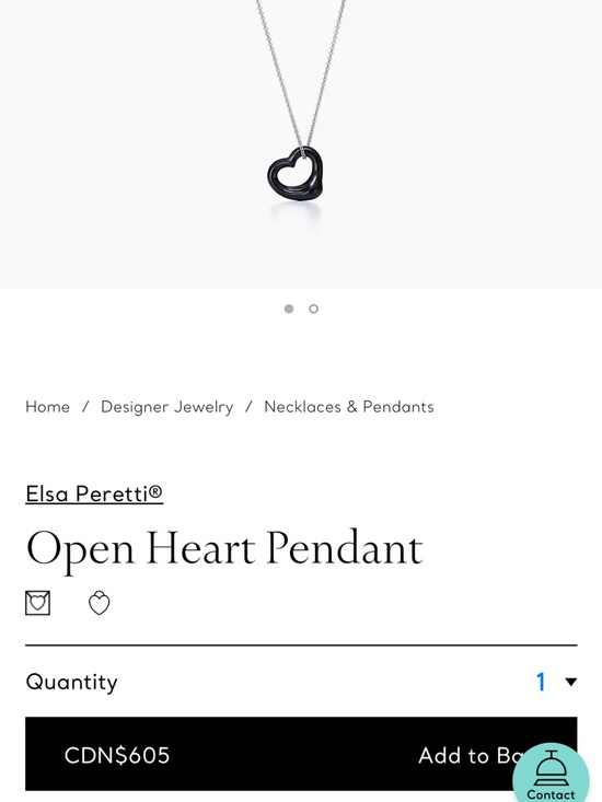 Tiffany & Co. Jewelry - Tiffany & Co. Elsa Peretti Open Heart Pendant in Black and Silver